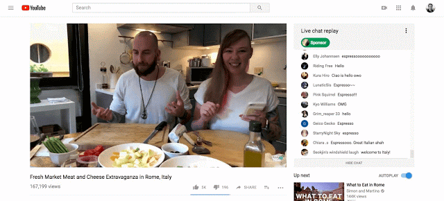 YouTube introduced a new chat replay feature which appears alongside the video and unfolds exactly as it did with the video was live streaming.